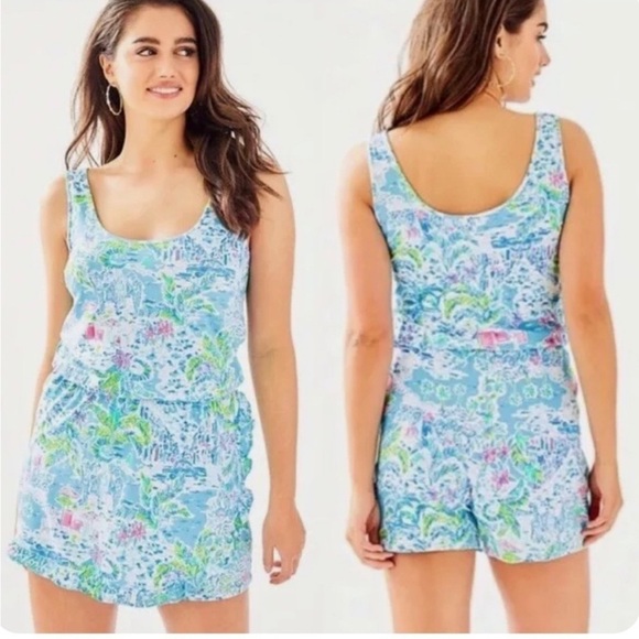 Lilly Pulitzer Pants - Lilly Pulitzer Annalee Ruffle Skirt Romper in What A Lovely Place Sz S